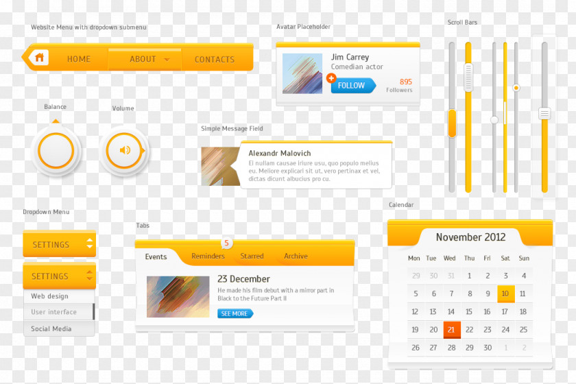 Yellow UI Kit User Interface Design Download PNG