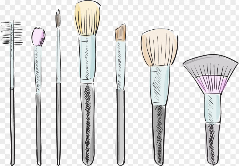 Vector Hand-painted Makeup Brush Cosmetics Drawing Illustration PNG