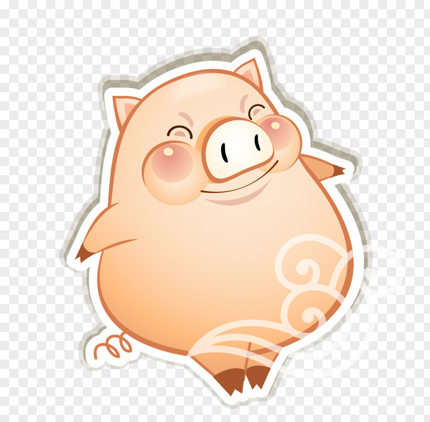 Cute Cartoon Pig Vector Domestic PNG
