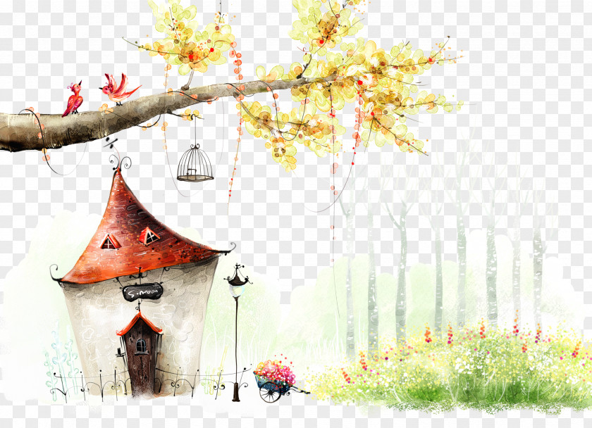 Forest Fairy Cottage Tale House High-definition Television Wallpaper PNG