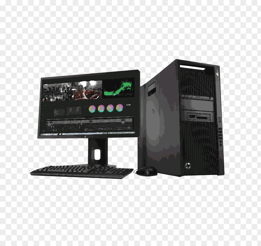 Post Production Studio Hewlett-Packard Dell Laptop Workstation Computer Monitors PNG