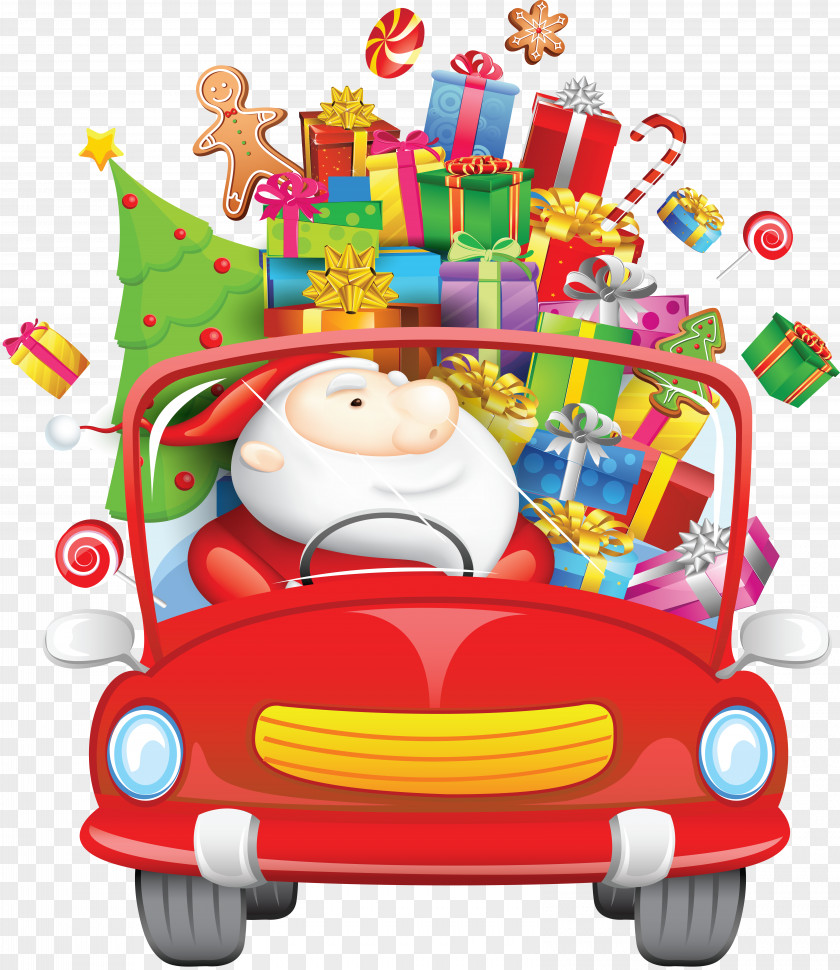Santa Claus By Car Free Download Christmas Day Vector Graphics Illustration Stock Photography PNG