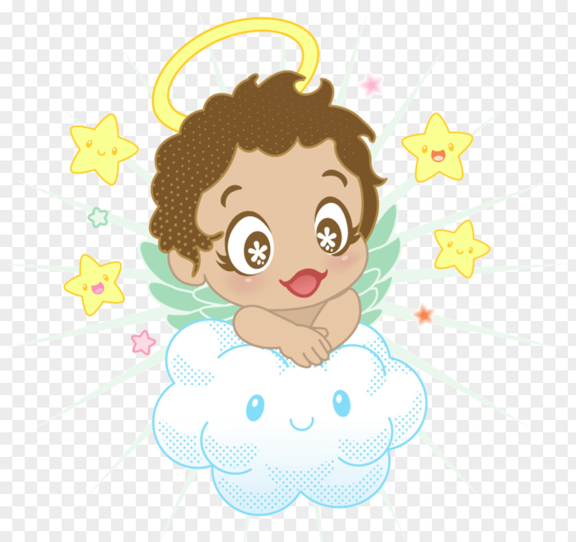 Small Angel With Cloud And Stars Clipart Clip Art PNG