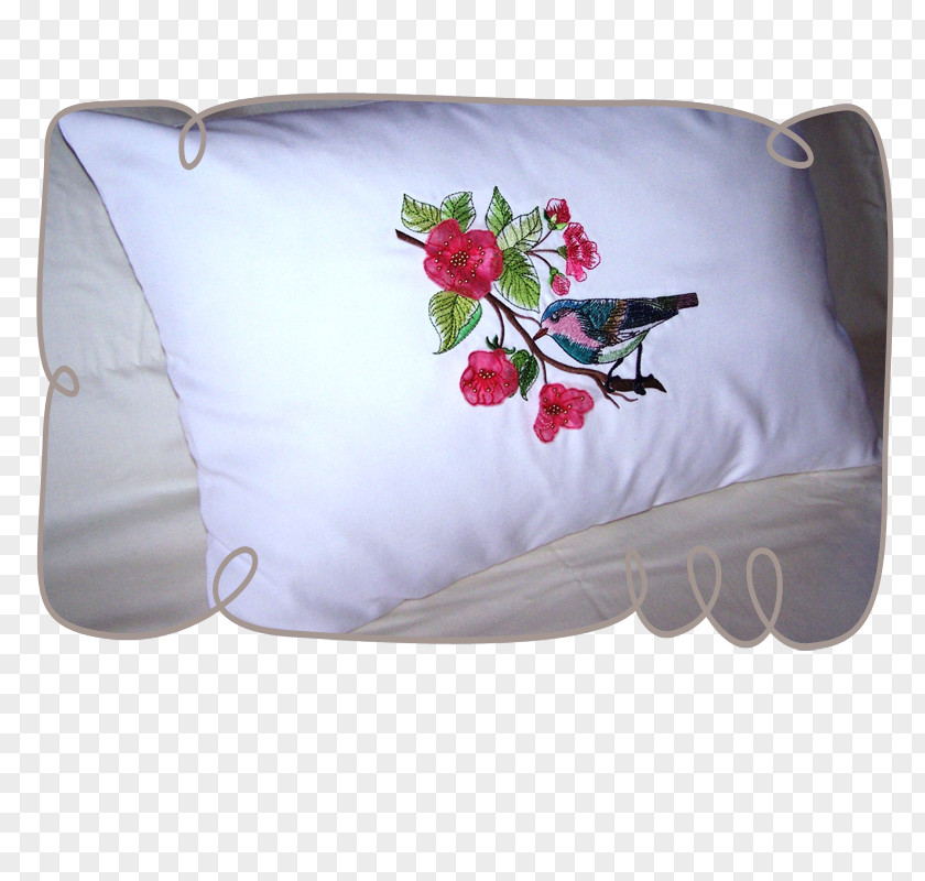 Watercolor Bird Painting Textile Pillow Machine Embroidery PNG