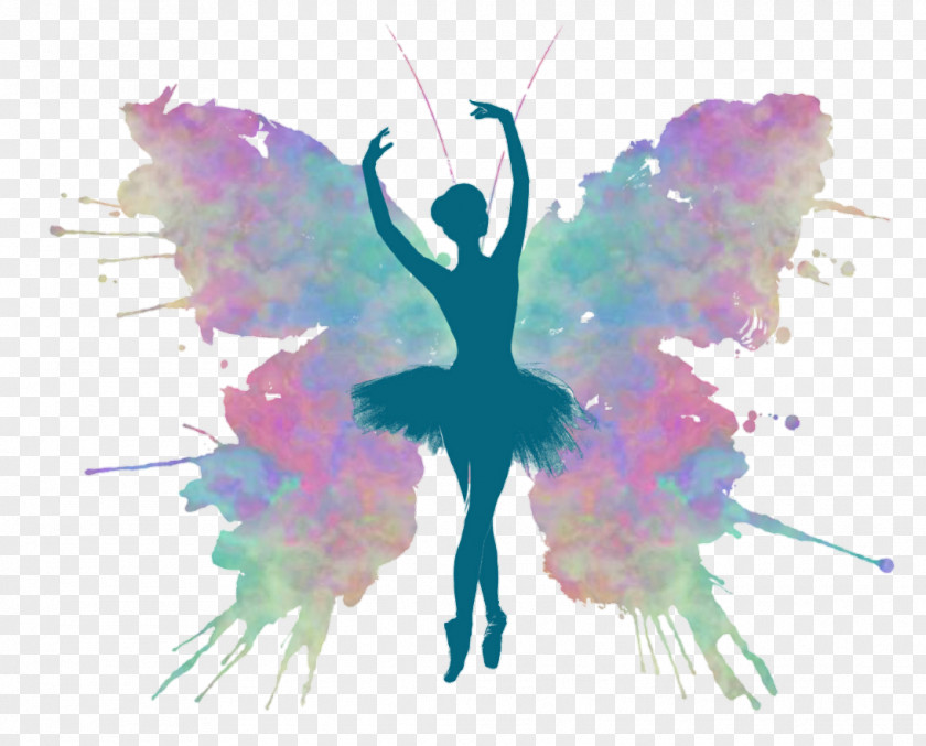 Butterfly Ballet Dancer Watercolor Painting PNG