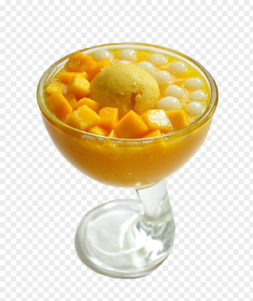 Glass Filled With Sweet Mango Dessert Ice Cream Sorbet Pudding Meatball PNG