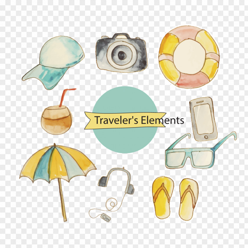 Vector Beach Resort Element Watercolor Painting Euclidean Clip Art PNG