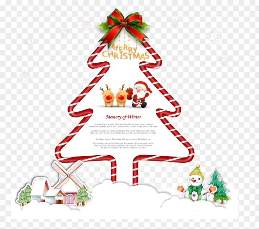 Christmas Tree In Winter Lovely House Santa Claus PNG