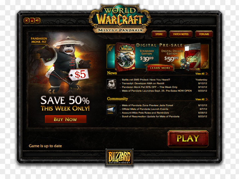 Launcher World Of Warcraft: Wrath The Lich King Mists Pandaria StarCraft II: Wings Liberty Blizzard Entertainment Wowpedia PNG