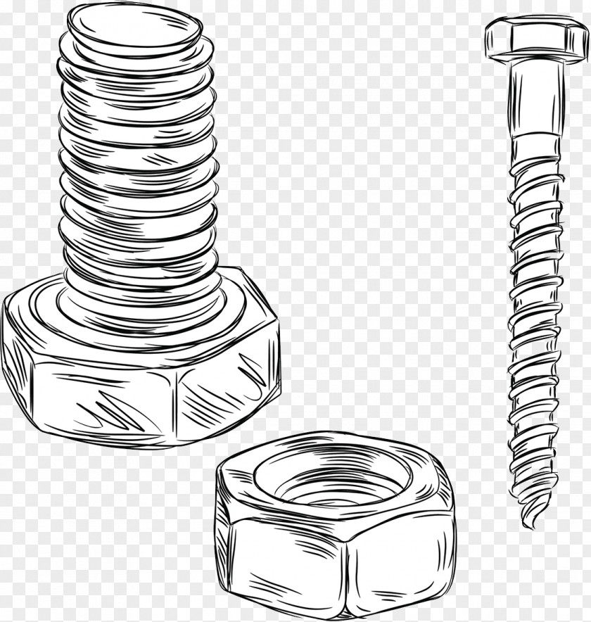 Wirescrew Nuts Bolt Drawing Nut Screw Illustration PNG