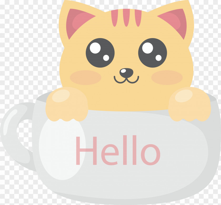 Cat In The Glass Cute Kitty Hello Whiskers Illustration PNG