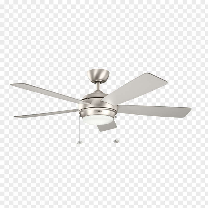 Polish Fan Light Brushed Metal Kichler Starkk Ceiling Fans PNG