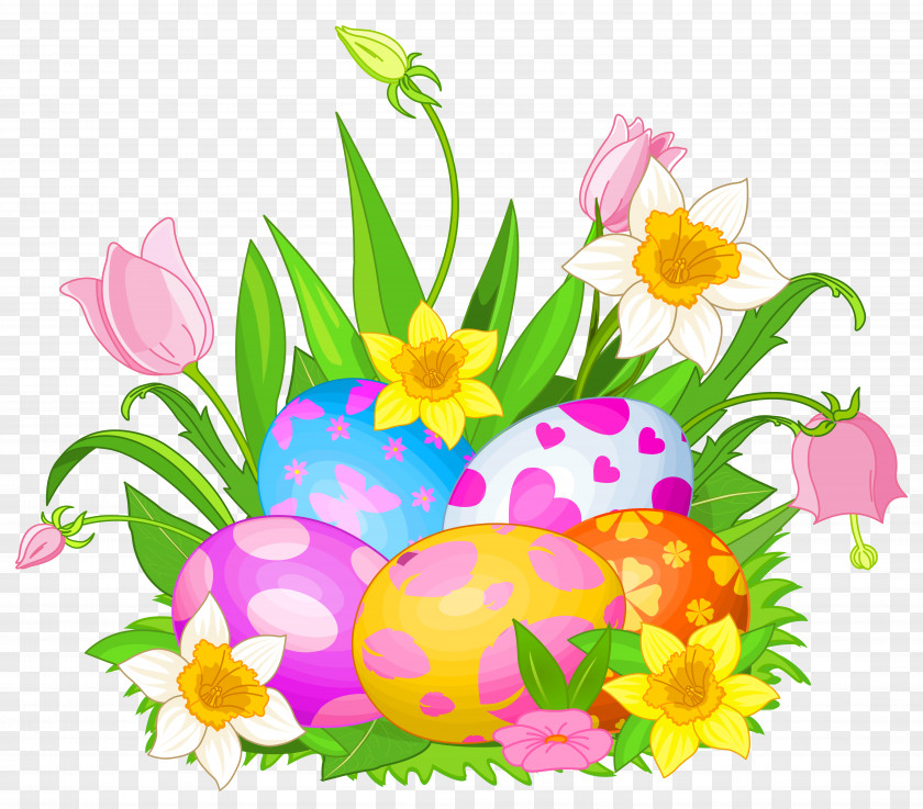 Easter Eggs And Flowers Clipart Picture Bunny Clip Art PNG