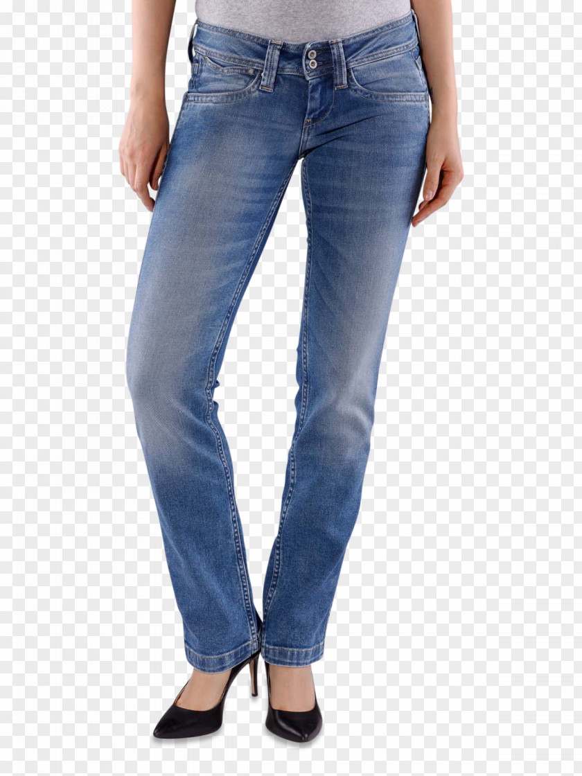 Slim Woman Electric Blue Cobalt Jeans Denim PNG