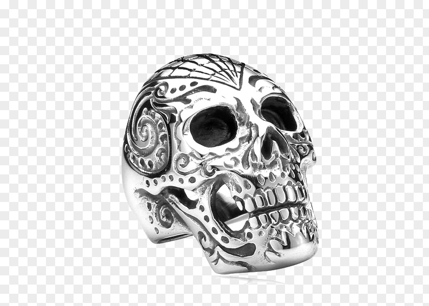 Ring Stainless Steel Silver Skull PNG