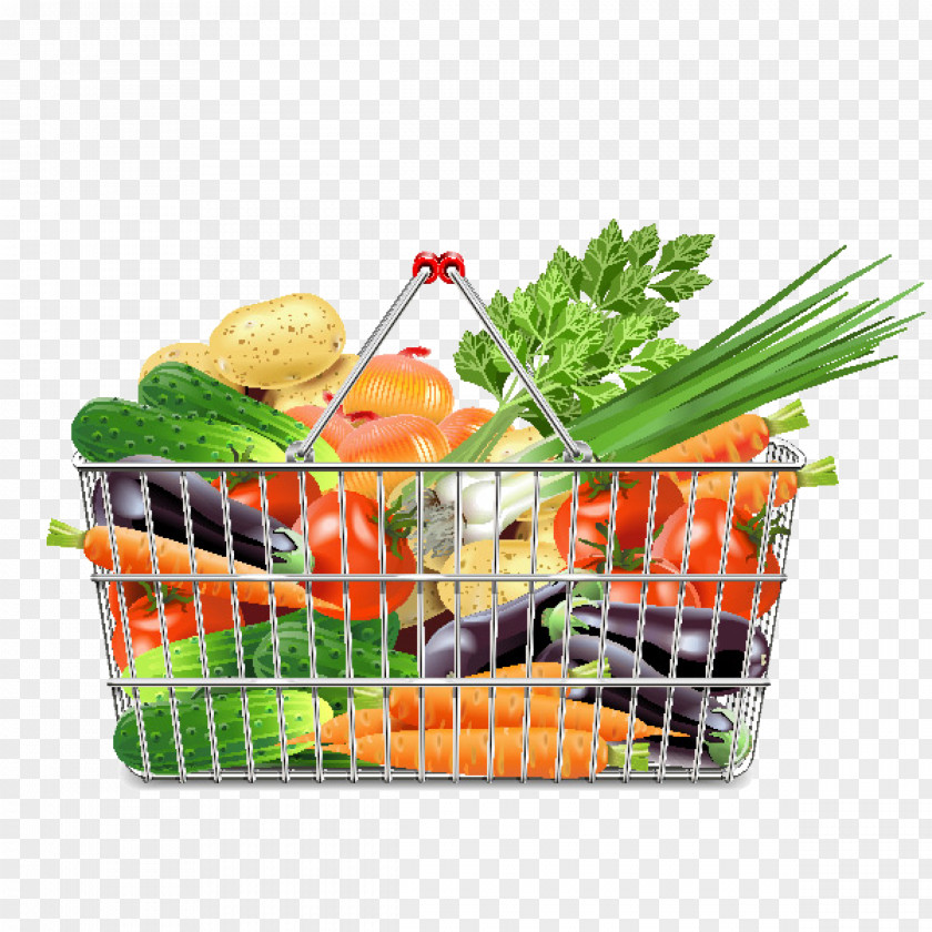 Fruits And Vegetables Basket Vegetable Supermarket Illustration PNG
