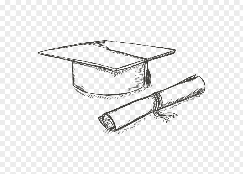 Graduation Sketch Square Academic Cap Drawing Degree Diploma PNG