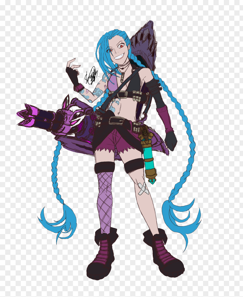 Jinx Transparent League Of Legends Fan Art Character Model Sheet PNG