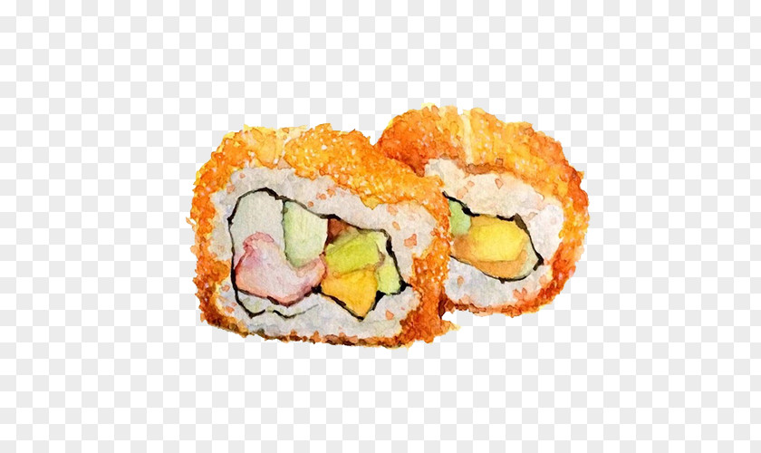 Watercolor Style Sushi Gimbap Japanese Cuisine Makizushi Painting PNG