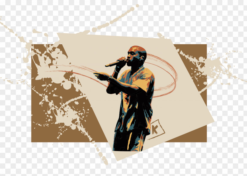 Kanye West Head Animated Cartoon Poster PNG