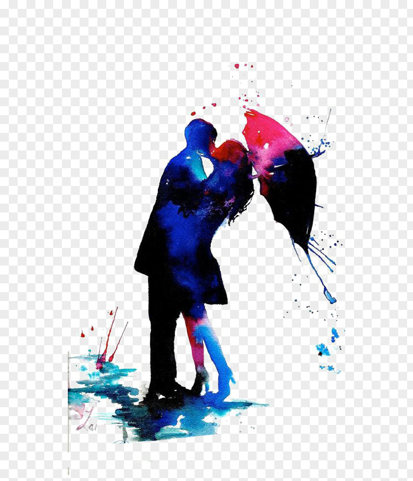Lovers Watercolor Painting Art Illustration PNG
