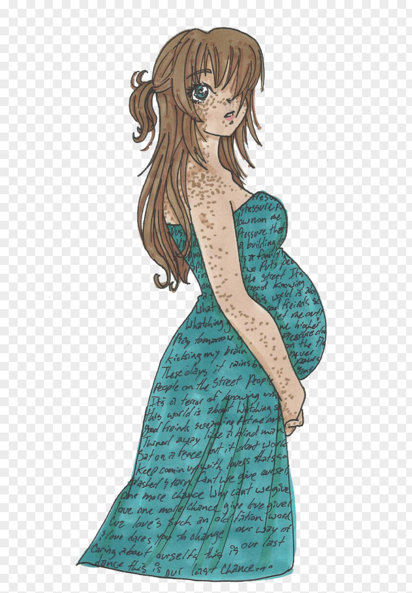 Old Fashion Costume Design Mermaid Teal PNG