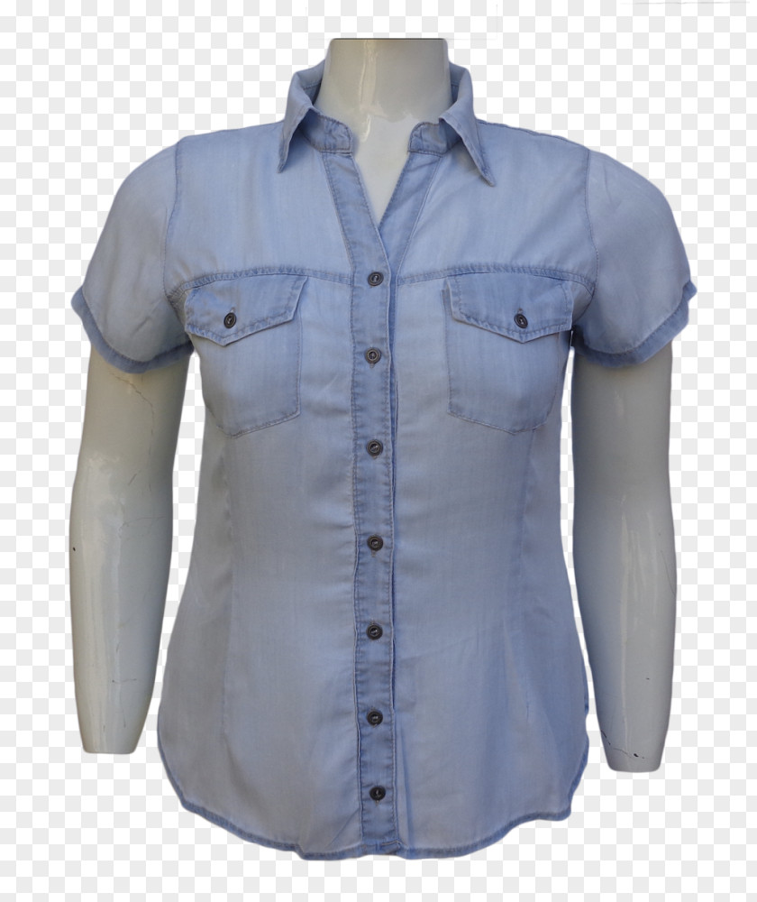Moda Feminina Plus Size Blouse Blue Shirt Jeans Lyocell PNG