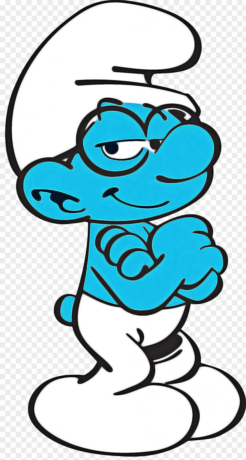 Aqua Line Art Brainy Smurf PNG