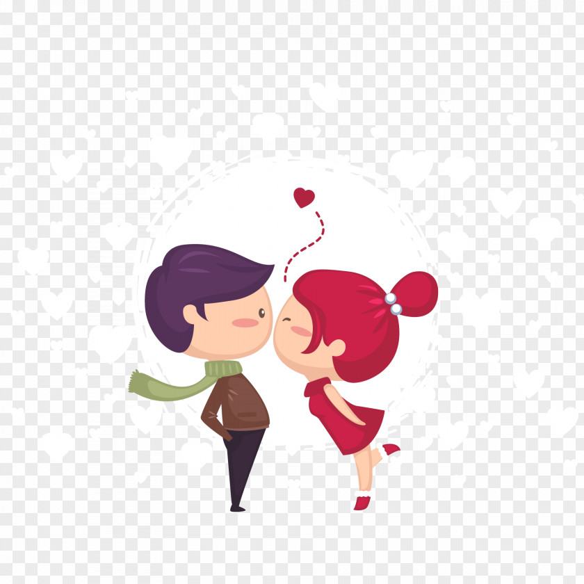 Lovely Couple Kissing Vector Material Poster Dating Gift Ghaint Purpose Valentine's Day PNG