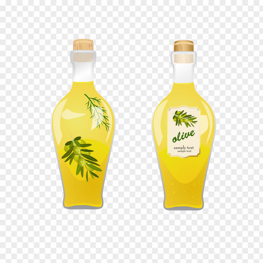 Creative Olive Oil Bottle Illustration PNG