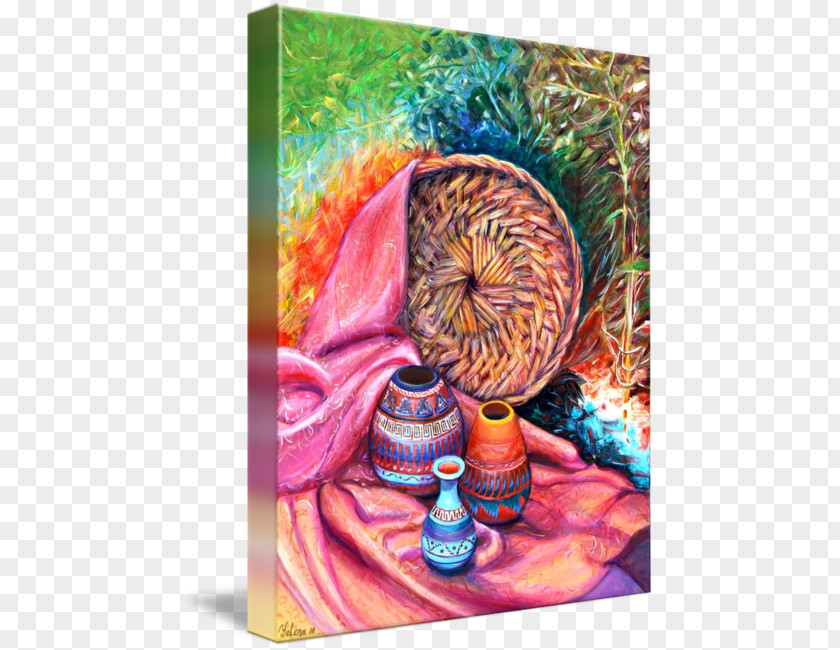 Native Pottery Still Life Painting Work Of Art Canvas PNG