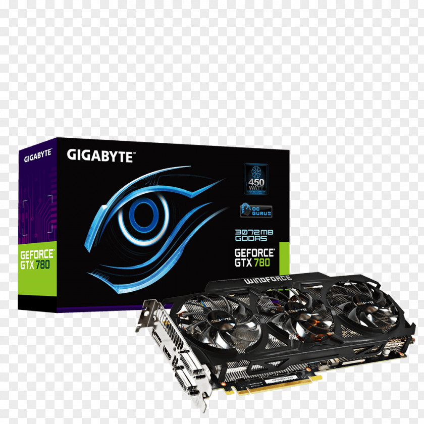 Power Supply Graphics Card Cards & Video Adapters Overclock GV-N780OC-3GD GeForce GDDR5 SDRAM Gigabyte Technology PNG