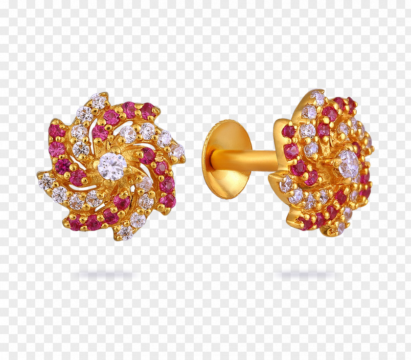Gold Earrings Ruby Earring Body Jewellery Jewelry Design PNG