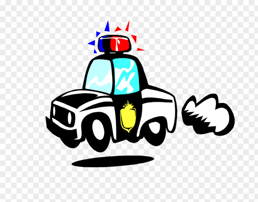 Hand-painted Police Car Officer Cartoon PNG