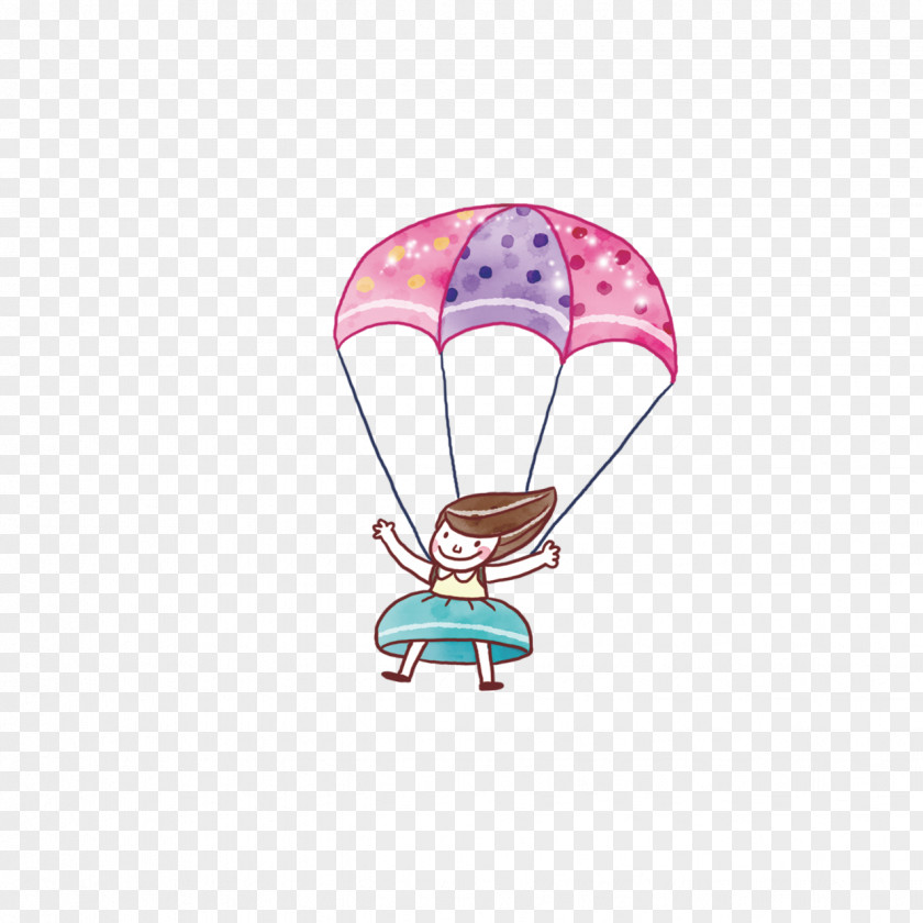 Hand-painted Parachute Parachuting Balloon Illustration PNG