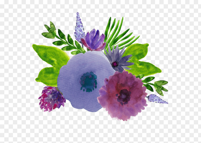 Watercolor Flowers Flower Painting Drawing Purple PNG