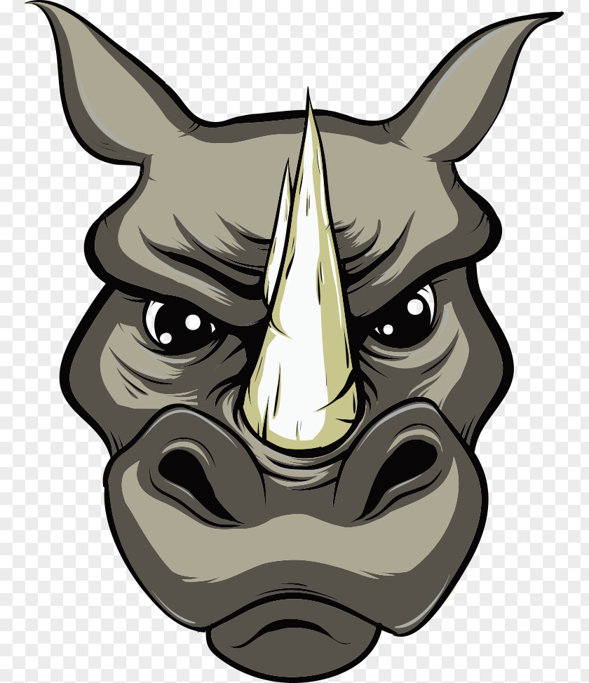 Vector Rhino Rhinoceros 3D Cartoon Illustration PNG