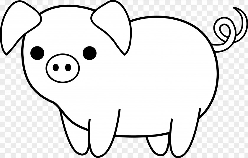 Pig Line Art Large White Black And Clip PNG