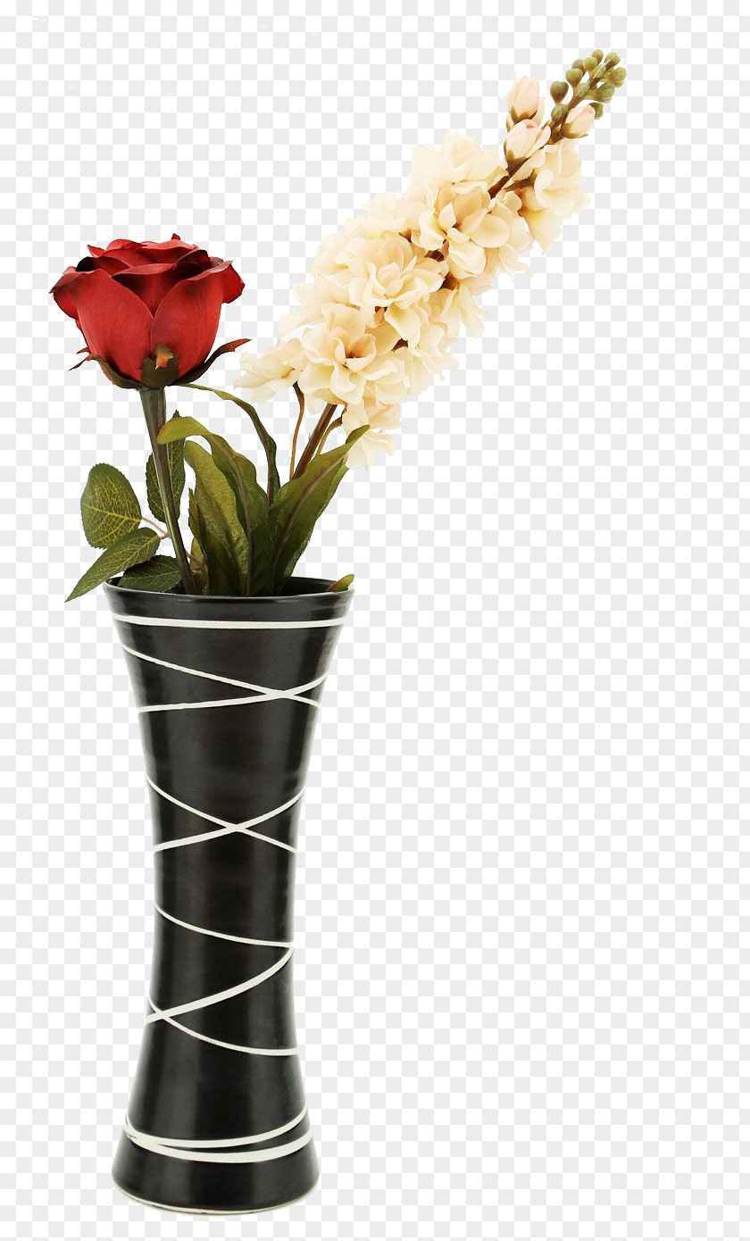 Ceramic Vase Floral Design PNG