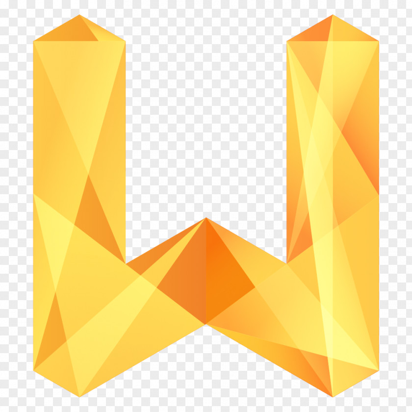 Creative Yellow Diamond Origami Geometric Stitch Letter W Creativity PNG