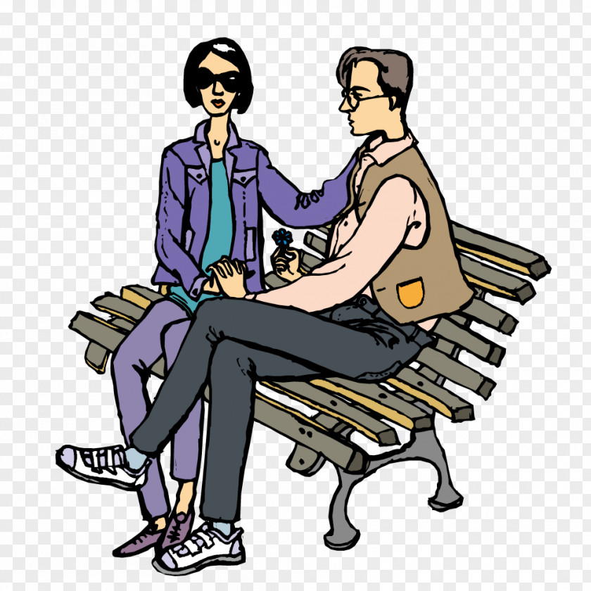 Handle Couple Sitting On A Bench Download Clip Art PNG