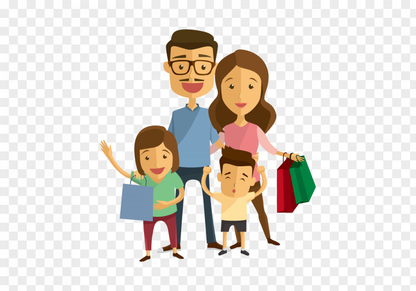 Happy Family Shopping FIG. Euclidean Vector Illustration PNG