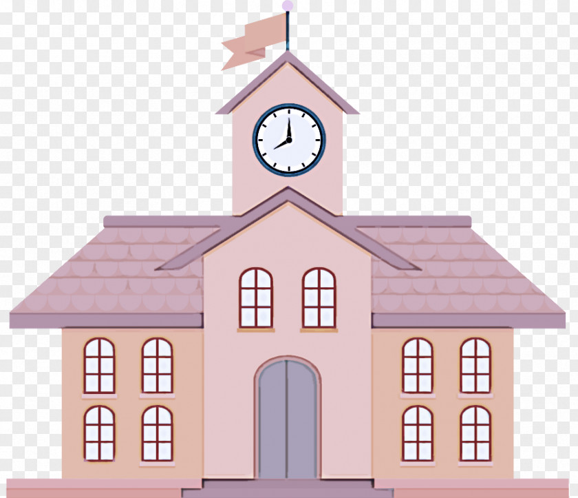 Home Place Of Worship Chapel Pink Clock Church Building PNG