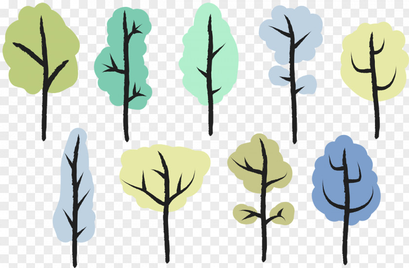 Simple Color Cartoon Bush Tree Shrub Euclidean Vector PNG