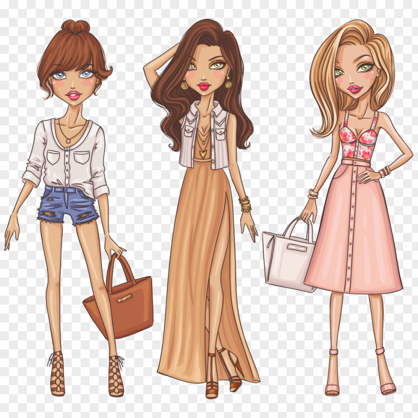 Fashion Drawing Girl Illustration PNG Illustration, Bag girl, women characters illustration clipart PNG