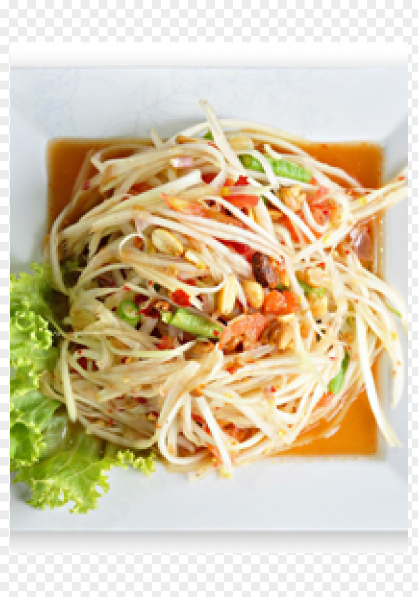 Papaya Salad Green Chow Mein Chinese Noodles Singapore-style Lo PNG