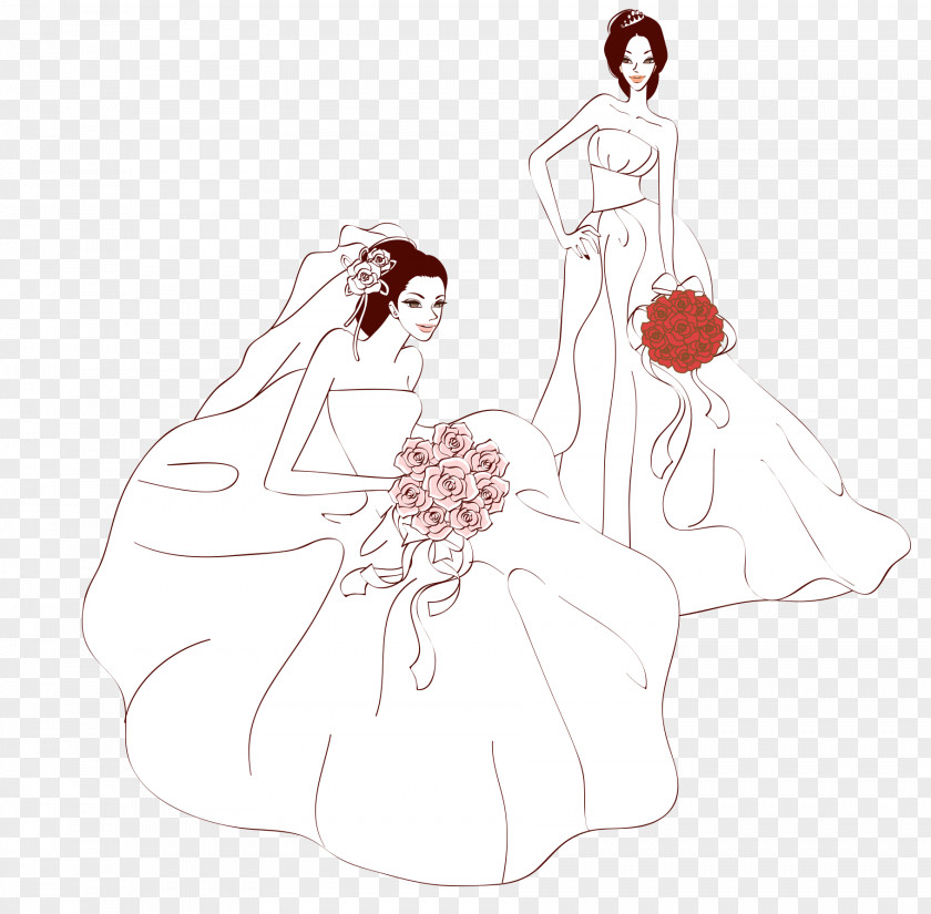 Bridesmaid Wedding Dress Bride Design Drawing PNG