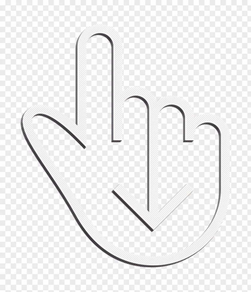 Text Logo Down Icon Finger Gesture PNG