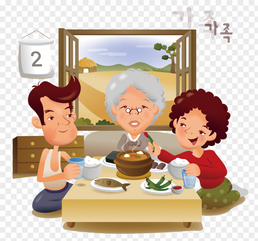 A Family Of Three Cartoon Drawing Illustration PNG