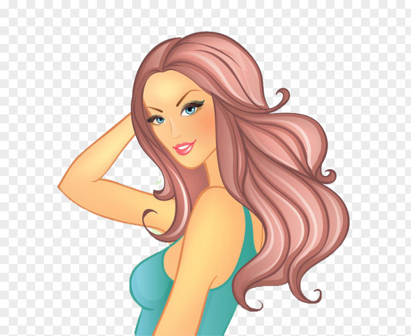 A Long Haired Beauty With Face Drawing Clip Art PNG